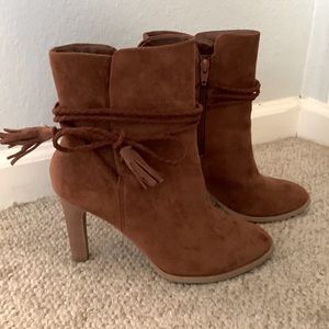 Ankle boots with beaded fringe. Worn once.